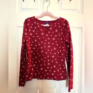 Old Navy burgandy thermal girls shirt, size 14/16 or XL